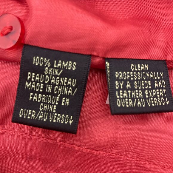 Dana Buchman Blazer Size 4 Genuine Lambskin Leather Red Button Front - Picture 14 of 15